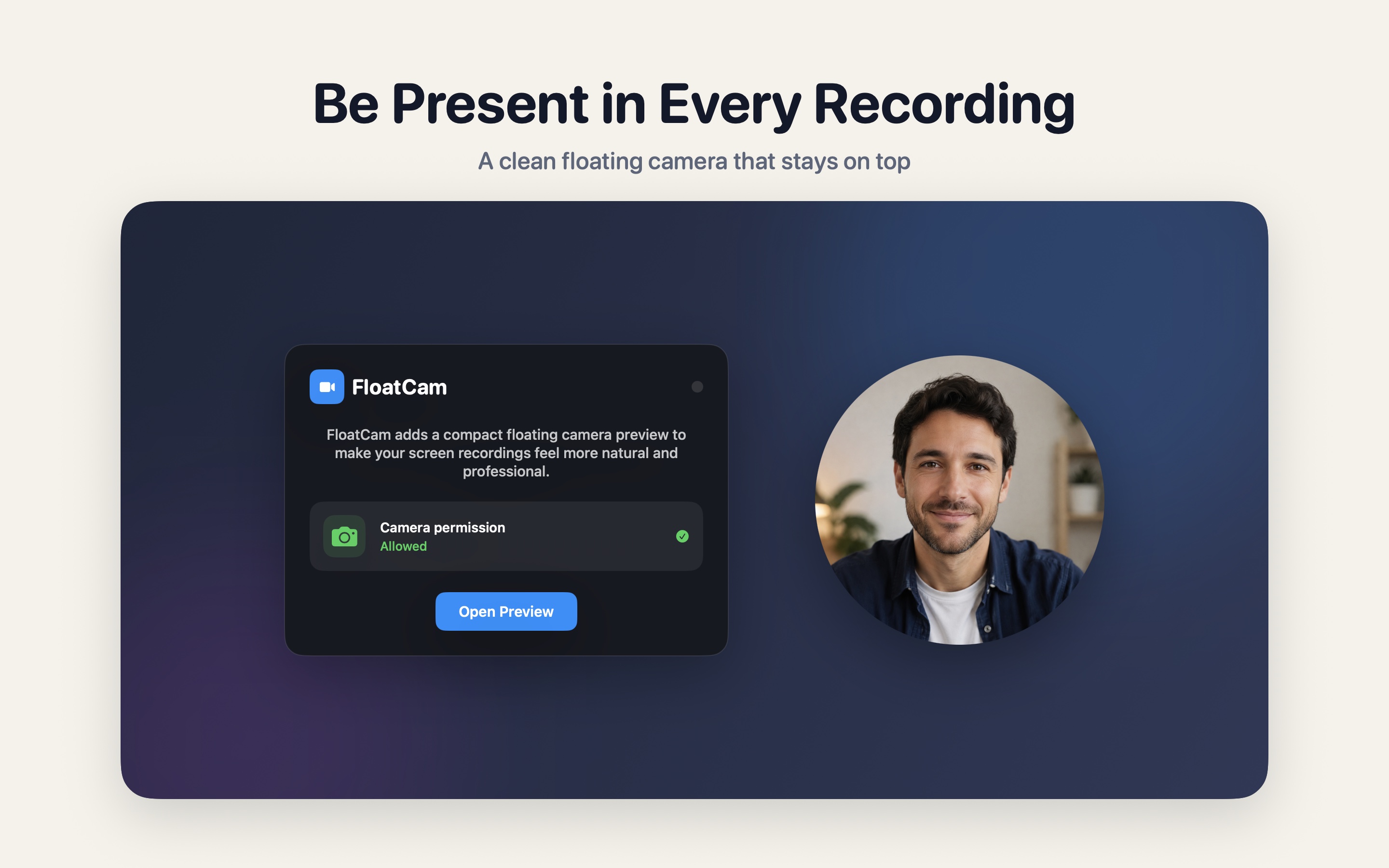 FloatCam camera overlay promotional screenshot